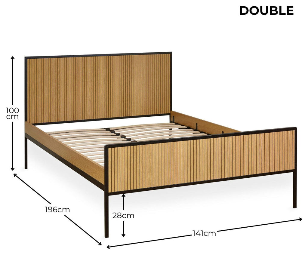 Sian Oak Effect Double Bed Frame dimensions