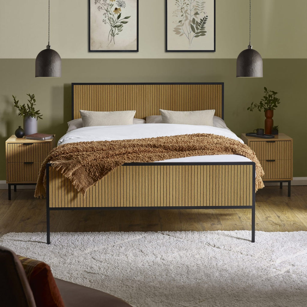 Sian Oak Effect King Size Bed Frame front view
