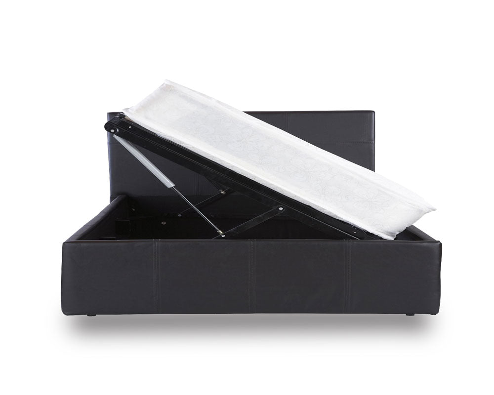 Side Lift Ottoman Storage Black Double Bed Frame
