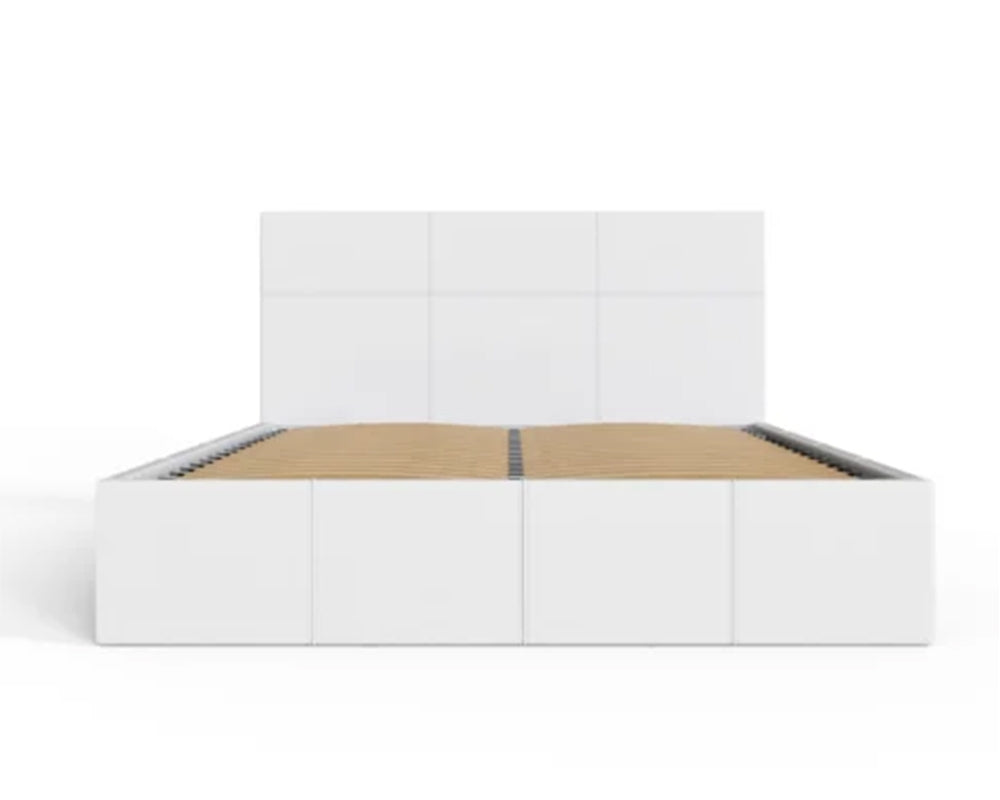End Lift Ottoman Storage White Double Bed Frame