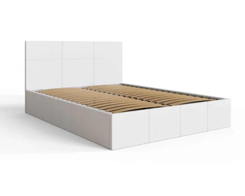 End Lift Ottoman Storage White Double Bed Frame