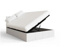 Side Lift Ottoman Storage King Size Bed Frame White Faux Leather