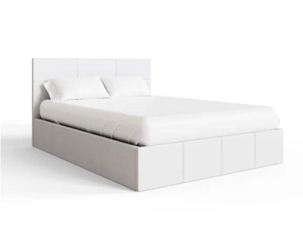 Side Lift Ottoman Storage Three Quarter (3/4) Bed Frame In White Faux Leather