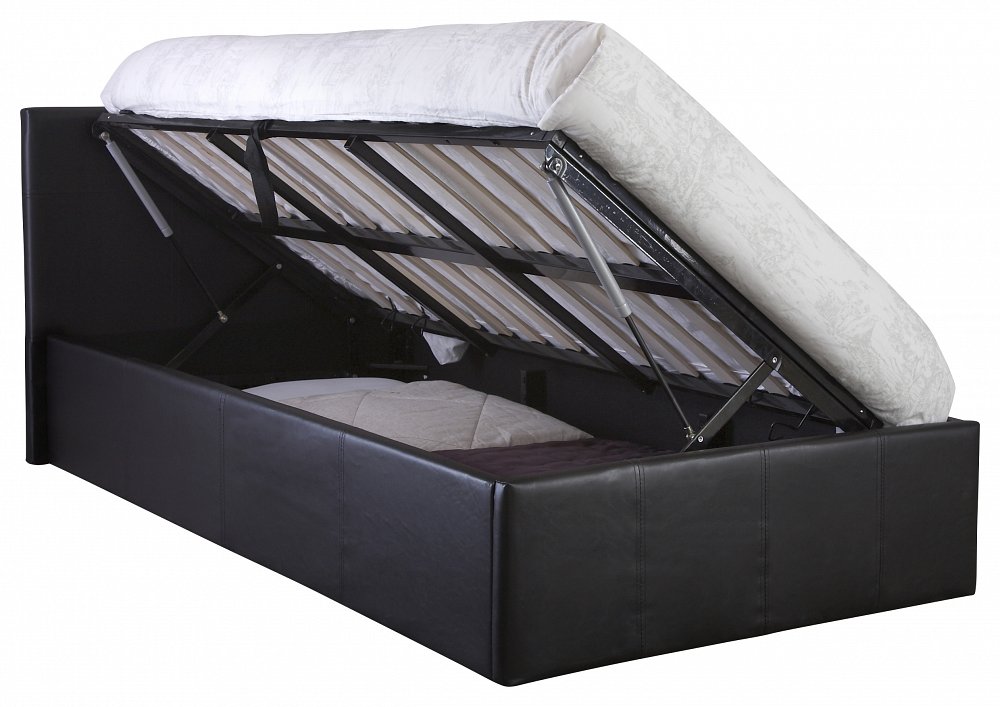 Side Lift Ottoman Storage Black Double Bed Frame