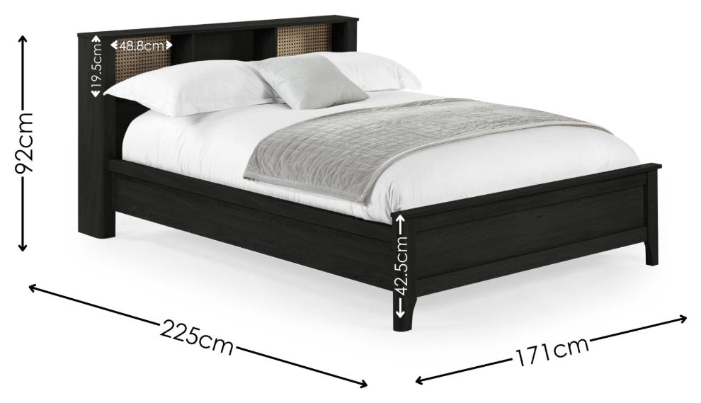 Sidney Black Ash King Size Bed Frame dimensions