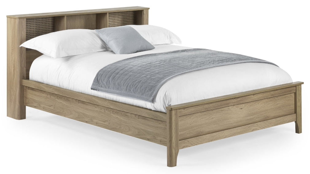 Sidney Oak Effect Double Bed Frame angled view