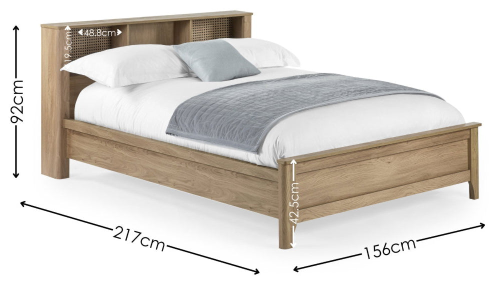 Sidney Oak Effect Double Bed Frame dimensions