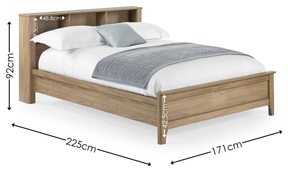 Sidney Oak Effect King Size Bed Frame dimensions