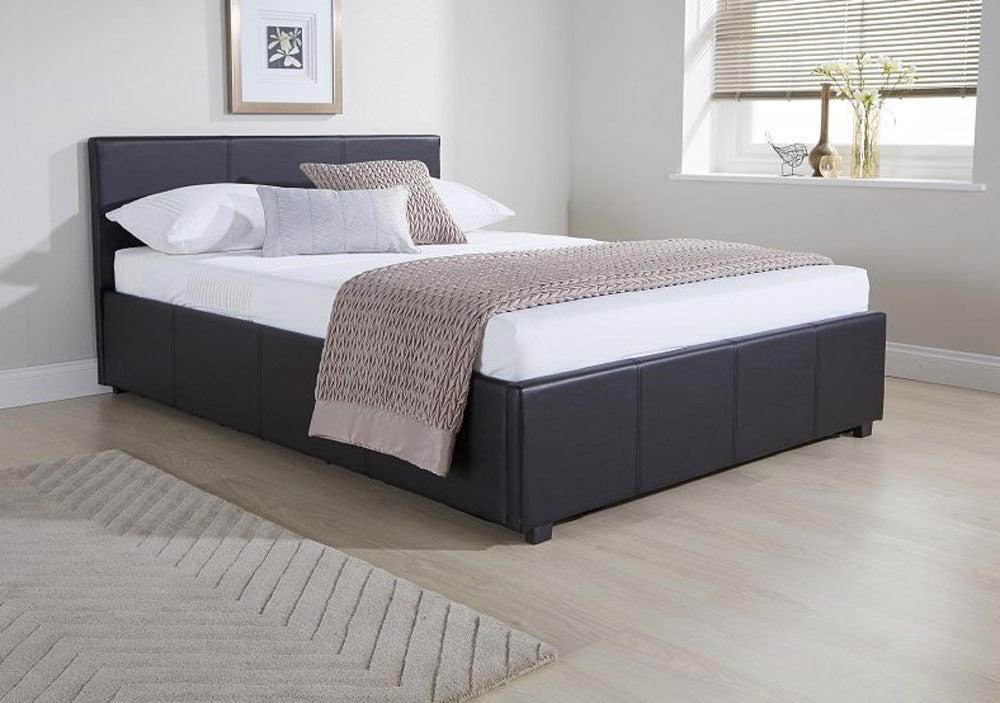 Side Lift Ottoman Storage Black Double Bed Frame