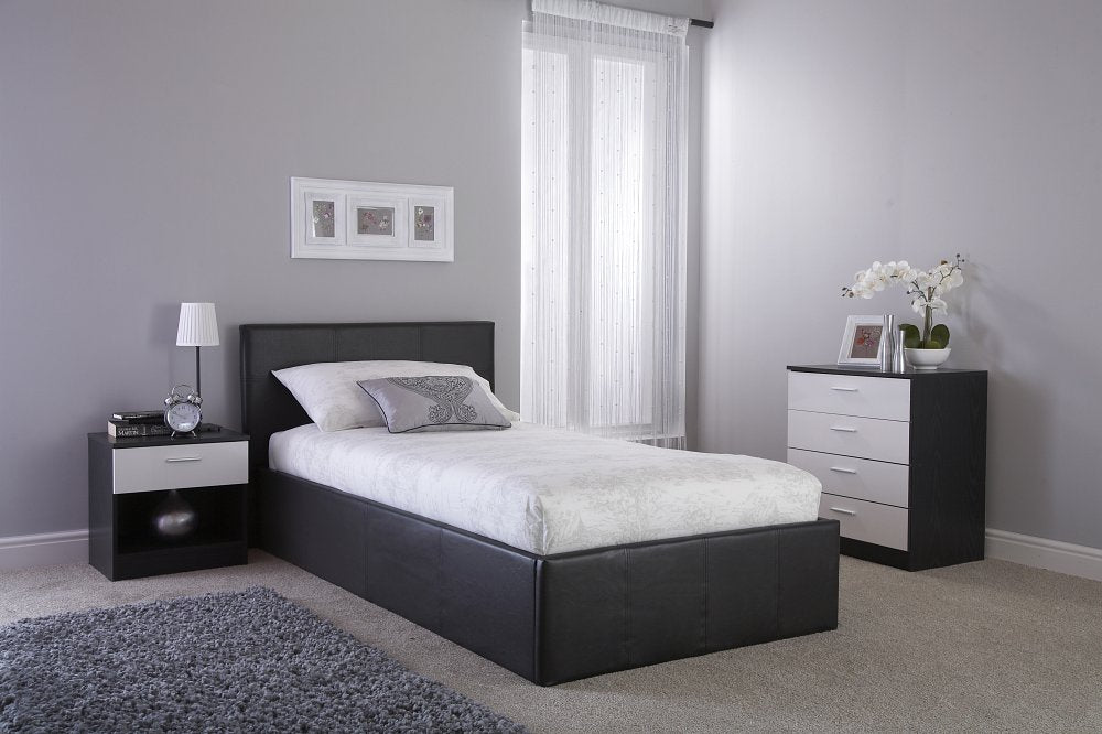 Side Lift Ottoman Storage Black Double Bed Frame