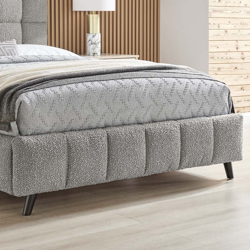 Square Grey Boucle Double Bed Frame