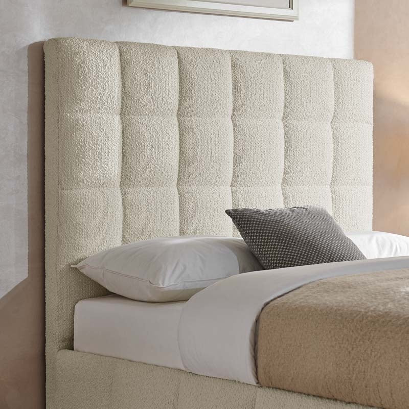 Square Ivory Boucle Double Bed Frame