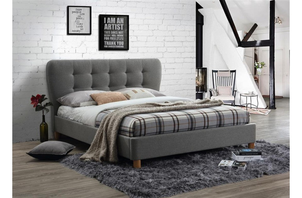 Stockland Grey Fabric King Size Contemporary Bed Frame
