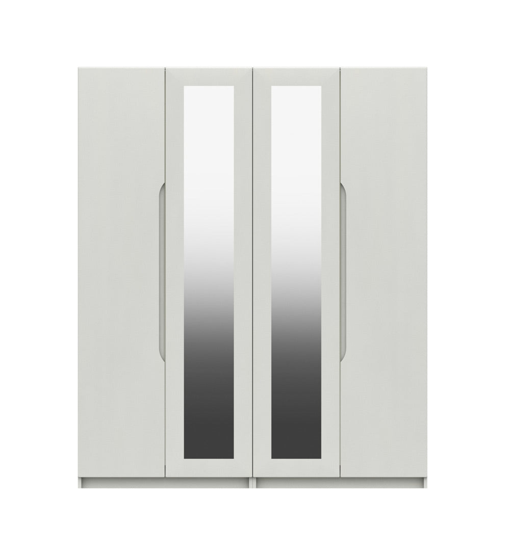 Sutton Alpine White High Gloss 4 Door Robe With Mirrors
