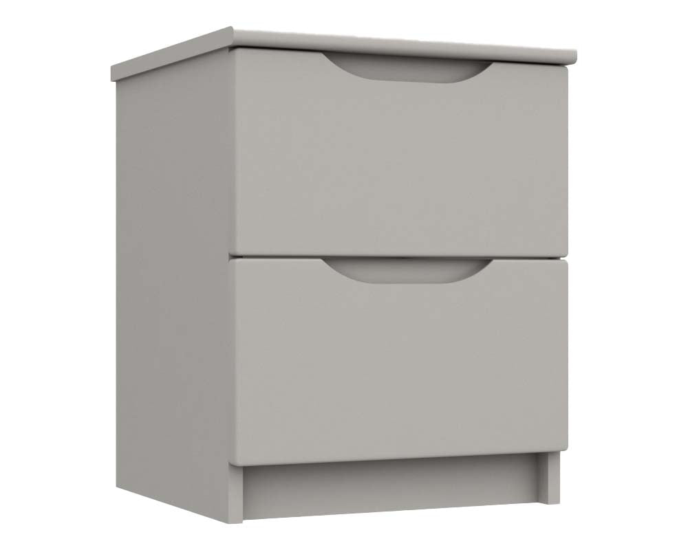 Sutton Cashmere Grey High Gloss 2 Drawer Bedside