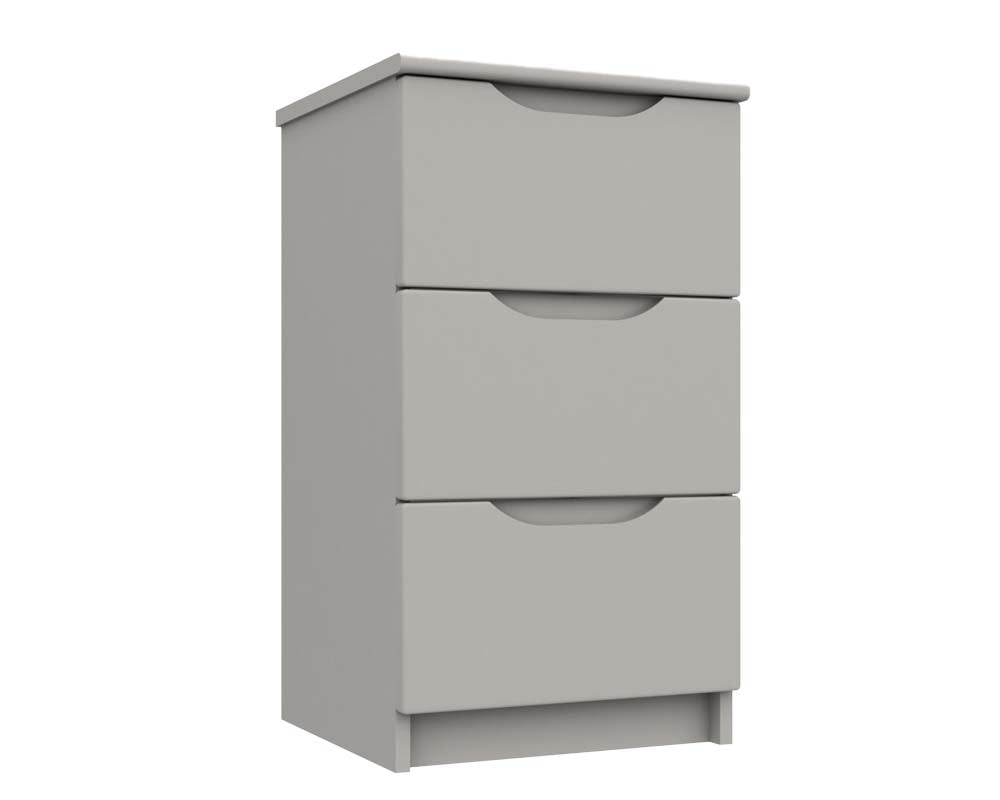 Sutton Cashmere Grey High Gloss 3 Drawer Bedside