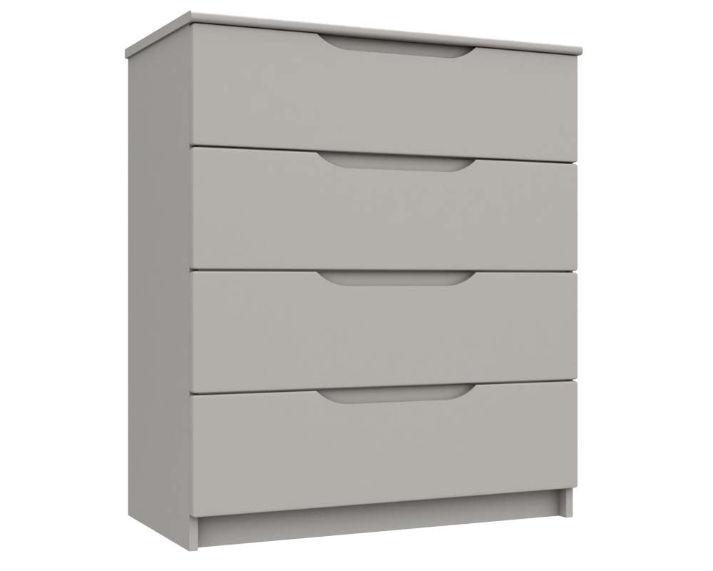 Sutton Cashmere Grey High Gloss 4 Drawer Chest
