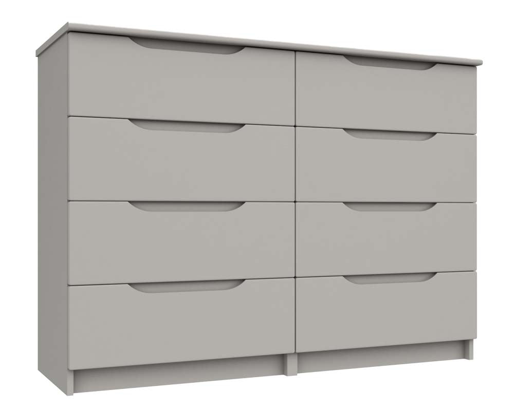 Sutton Cashmere Grey High Gloss 4 Drawer Double Chest