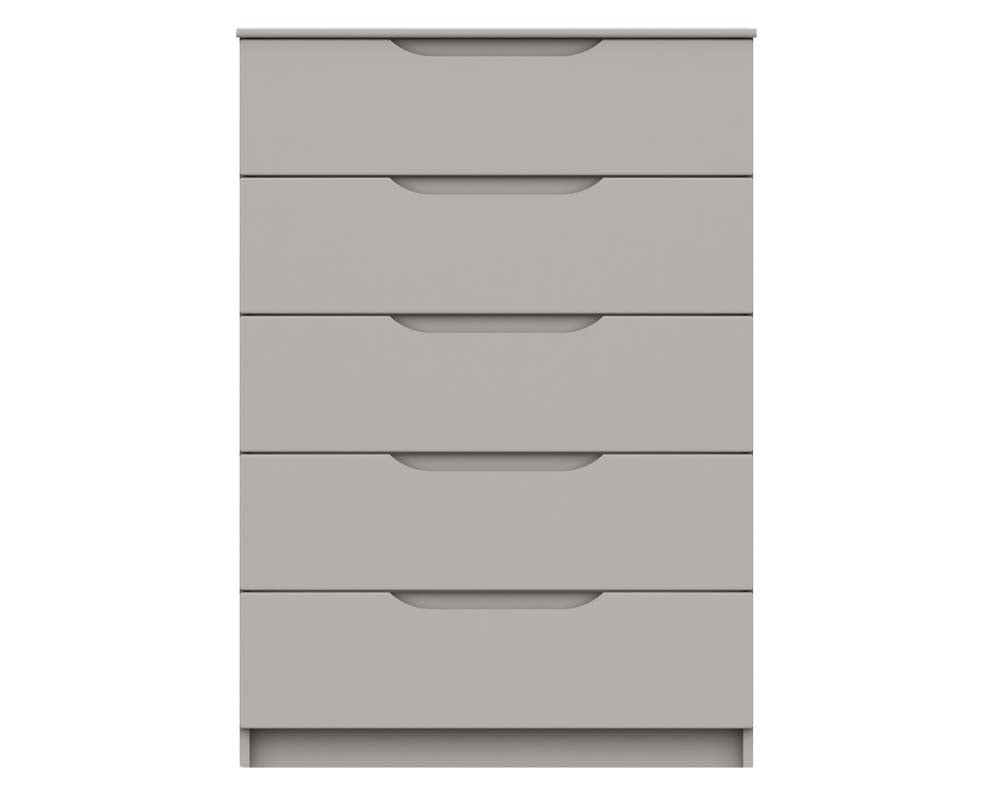 Sutton Cashmere Grey High Gloss 5 Drawer Chest