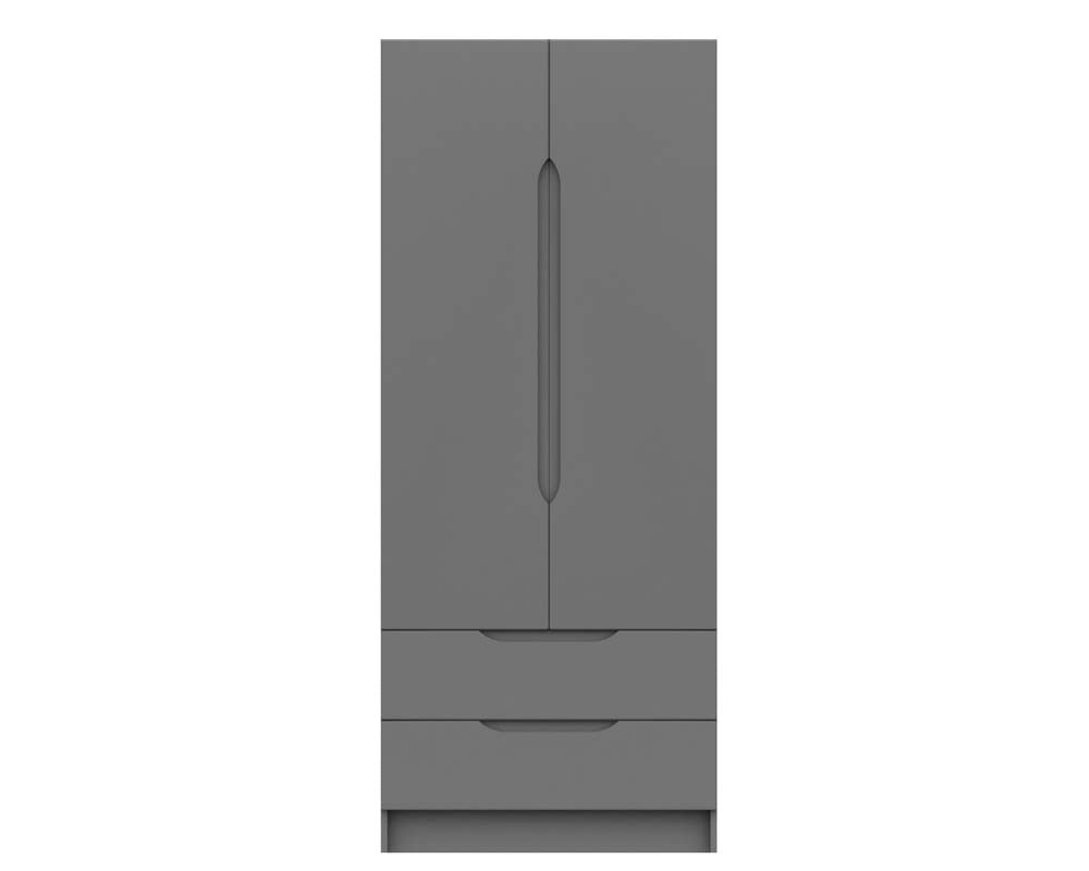 Sutton Dust Grey High Gloss 2 Door Combi Wardrobe