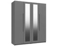 Sutton Dust Grey High Gloss 4 Door Wardrobe With Mirror