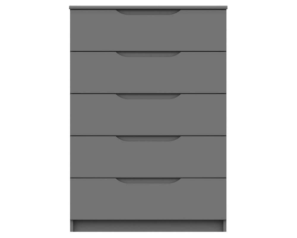 Sutton Dust Grey High Gloss 5 Drawer Chest