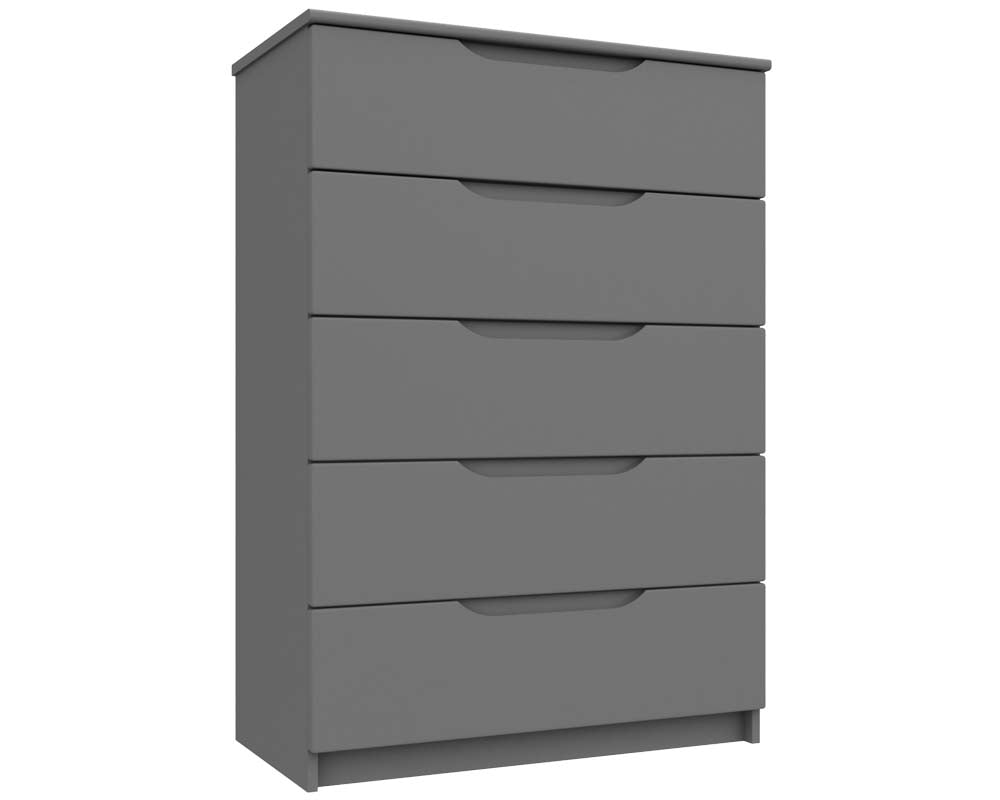 Sutton Dust Grey High Gloss 5 Drawer Chest