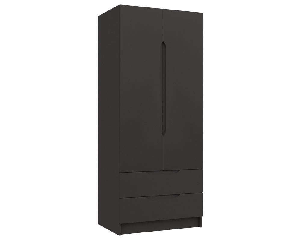 Sutton Graphite Grey High Gloss 2 Door Combi Wardrobe