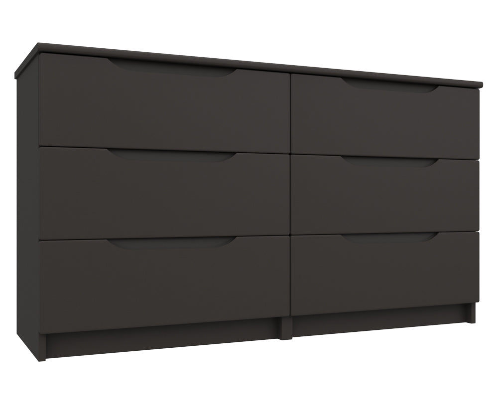 Sutton Graphite Grey High Gloss 3 Drawer Double Chest