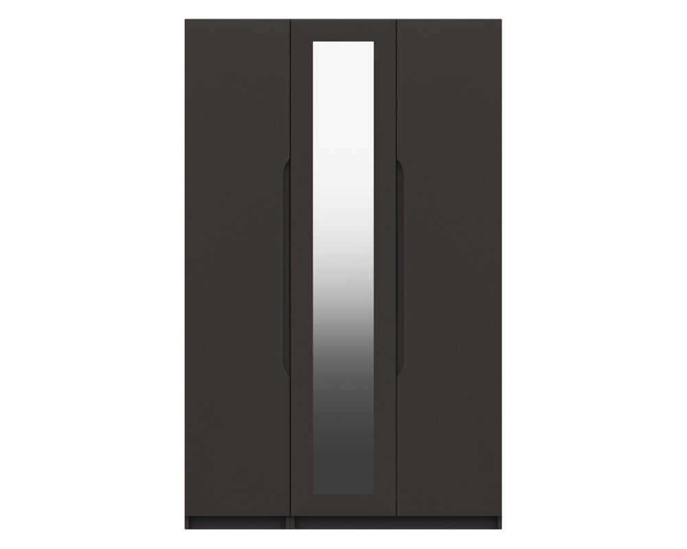 Sutton Graphite Grey High Gloss 3 Door Wardrobe With Mirror