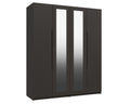 Sutton Graphite Grey High Gloss 4 Door Wardrobe With Mirror