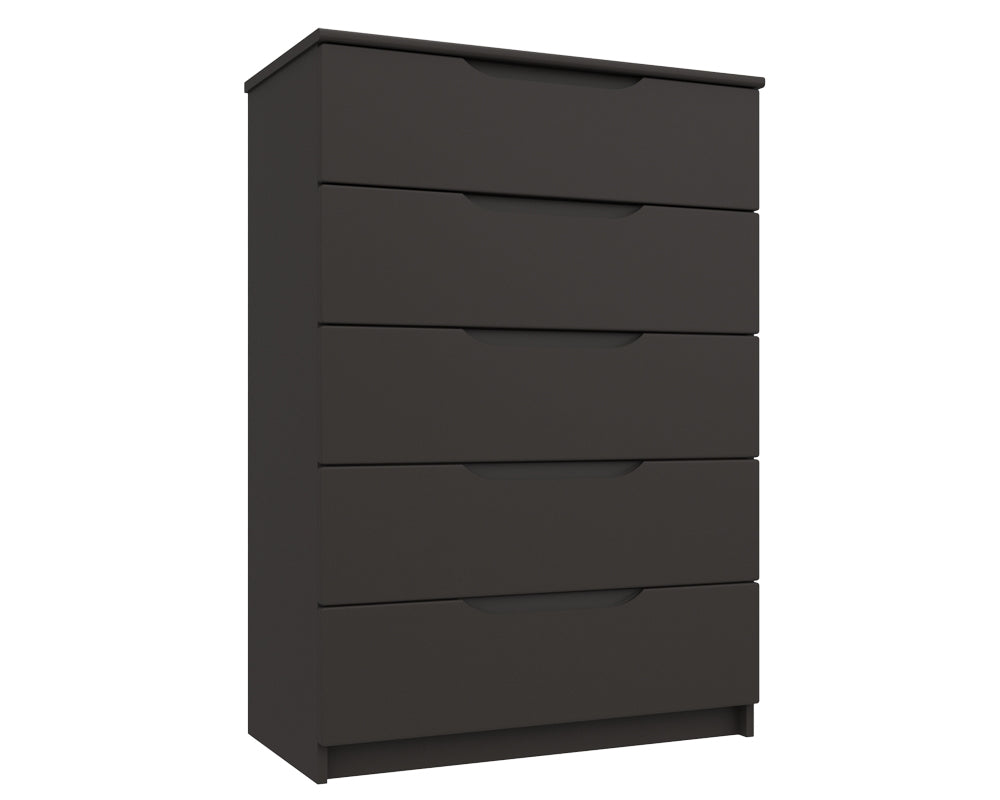 Sutton Graphite Grey High Gloss 5 Drawer Chest