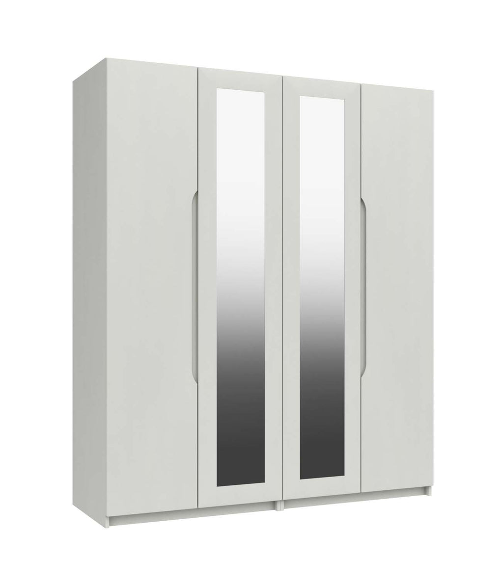 Sutton Alpine White High Gloss 4 Door Robe With Mirrors