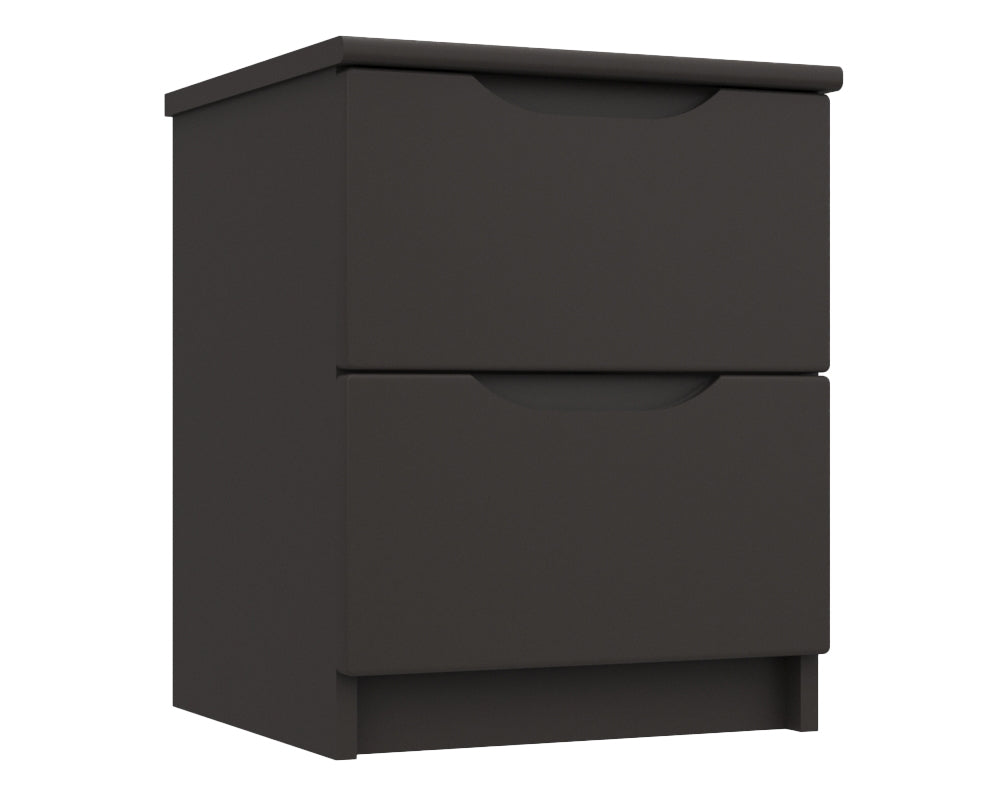 Sutton Graphite Grey High Gloss 2 Drawer Bedside
