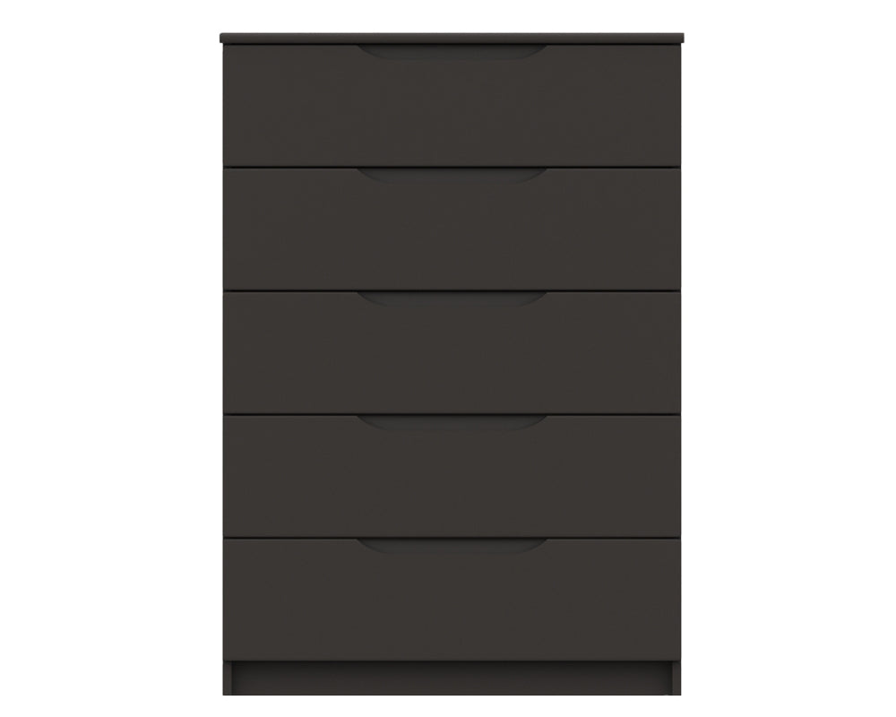 Sutton Graphite Grey High Gloss 5 Drawer Chest