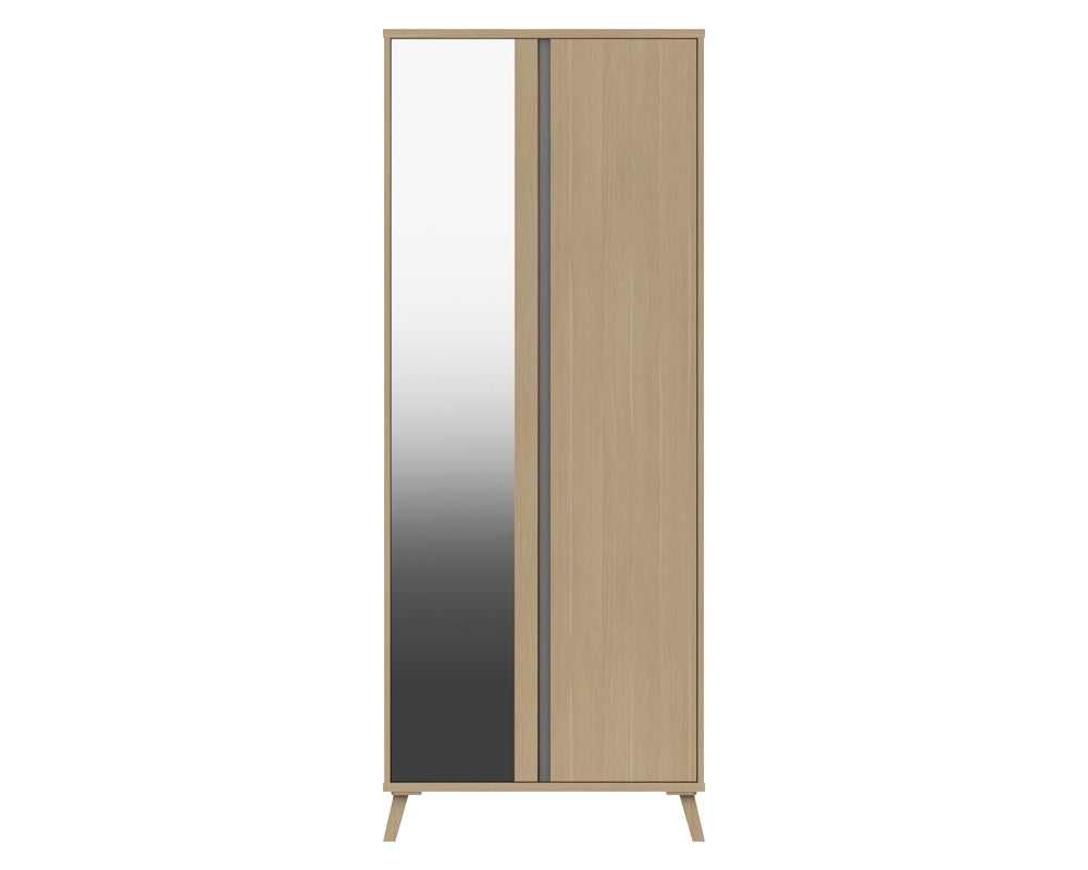 Thames Natural Oak 2 Door Wardrobe With Mirror