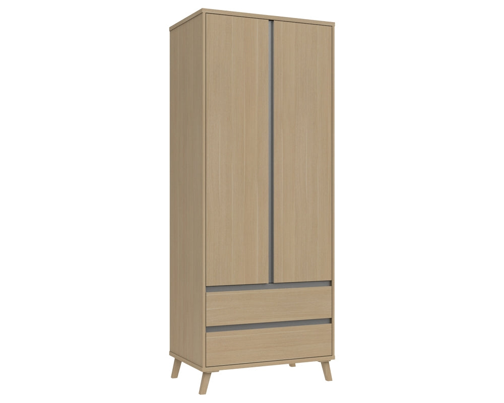 Thames Natural Oak 2 Door Combi Wardrobe