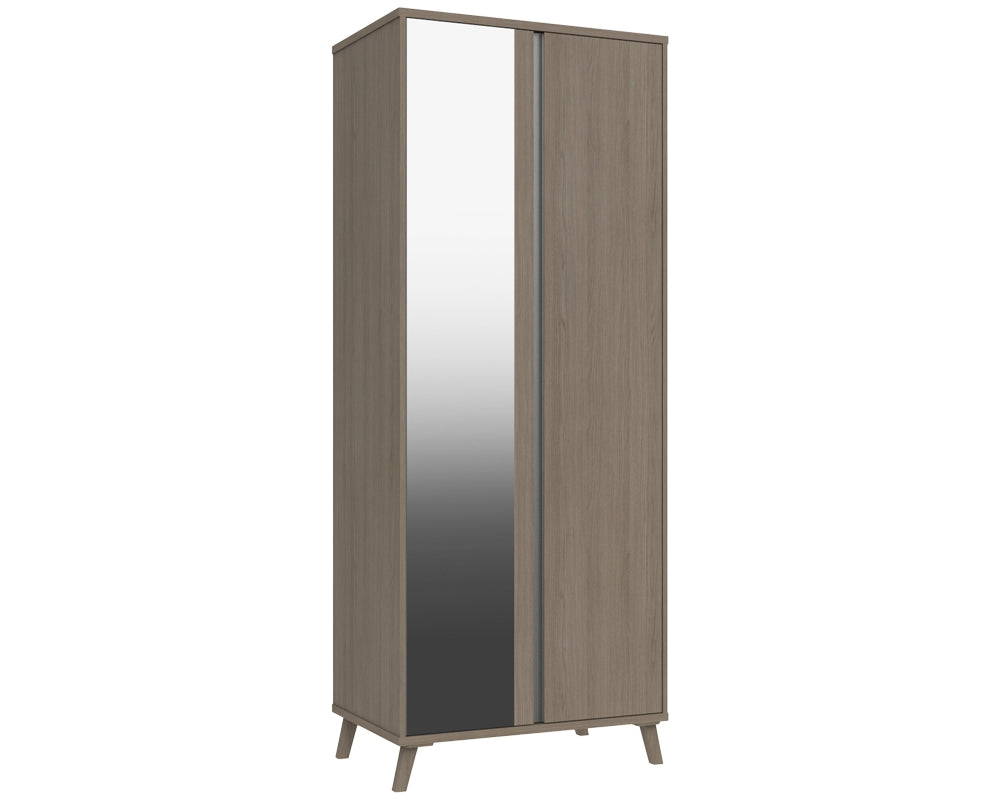 Thames Grey Oak 2 Door Wardrobe With Mirror