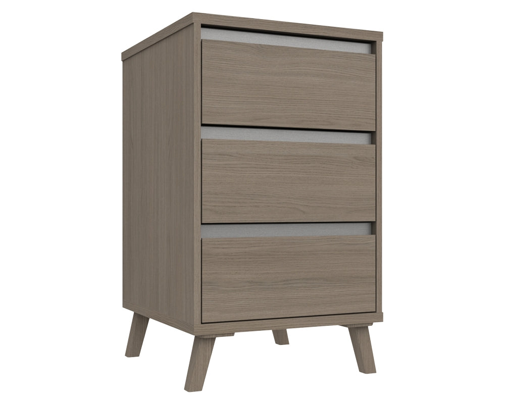 Thames Grey Oak 3 Drawer Bedside