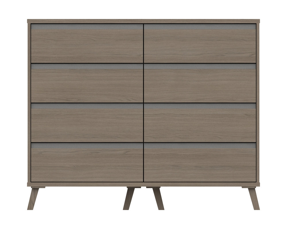 Thames Grey Oak 4 Drawer Double Chest