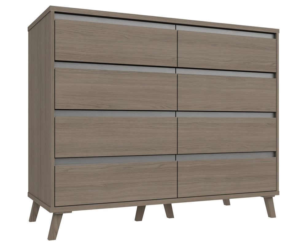 Thames Grey Oak 4 Drawer Double Chest