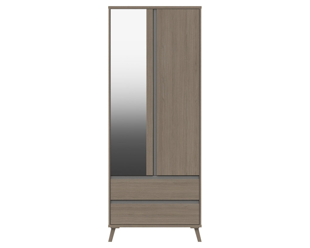 Thames Grey Oak 2 Door Combi Wardrobe With Mirror