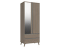 Thames Grey Oak 2 Door Combi Wardrobe With Mirror