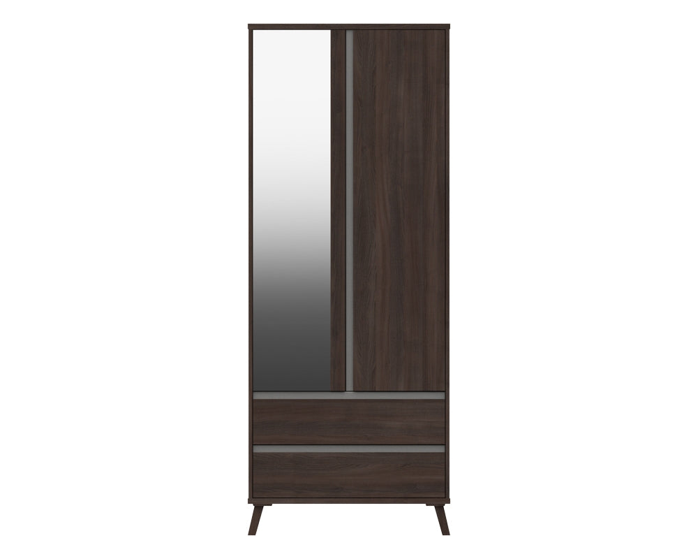 Thames Truffle Oak 2 Door Combi Wardrobe With Mirror