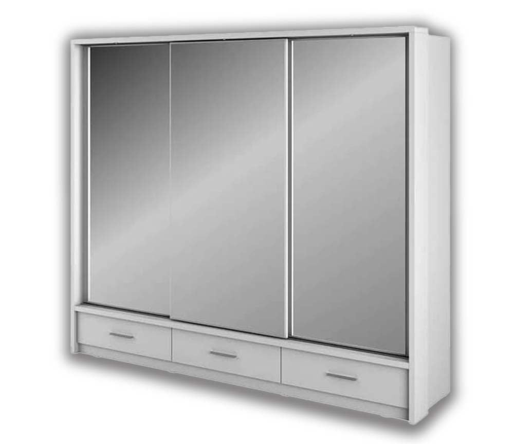 Cardiff White Sliding Door Wardrobe 250cm With Lights