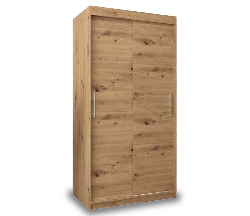 Harrogate Rustic Oak Sliding Door Wardrobe 100cm
