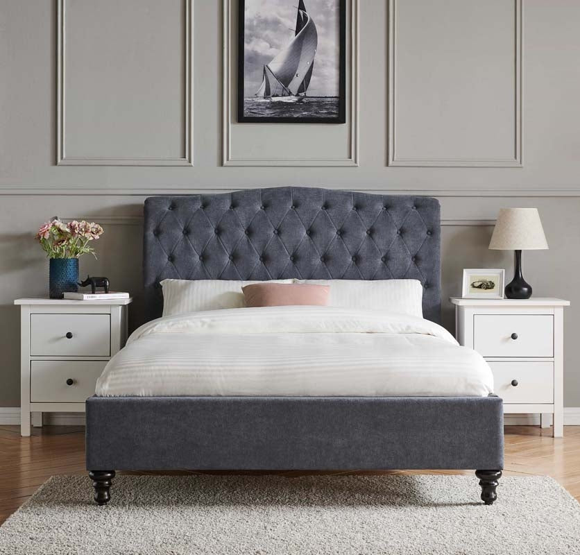 Rosemary Dark Grey King Size Bed Frame