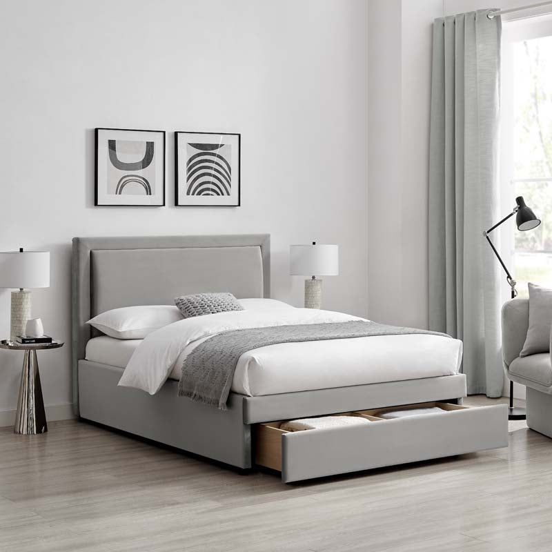 Ursula Grey 1 Drawer Double Bed Frame