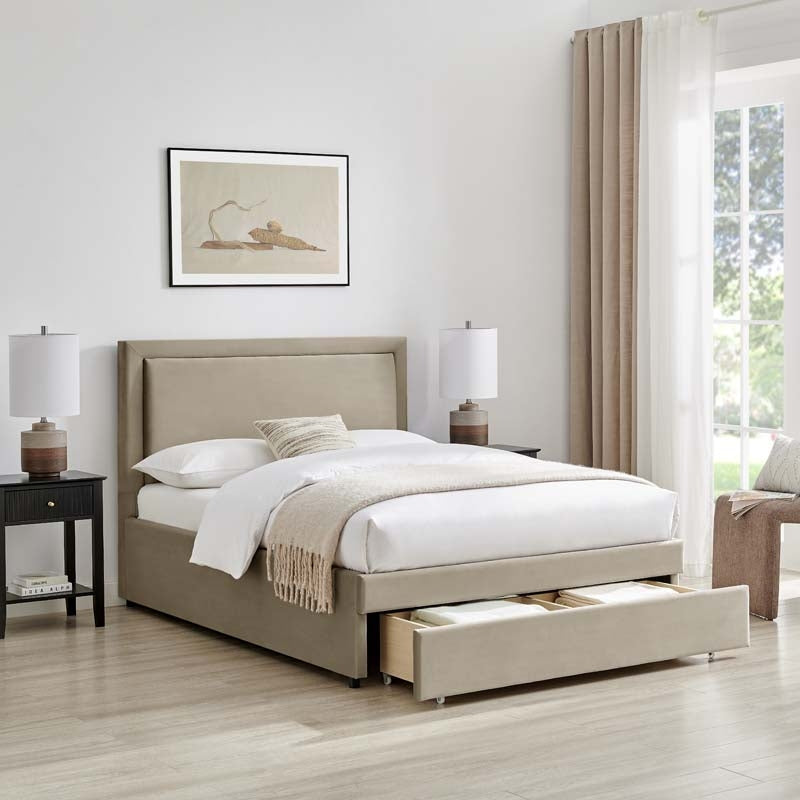 Ursula Pebble 1 Drawer Double Bed Frame