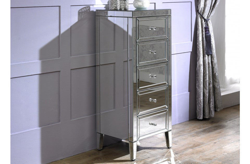 Valencia Plus 5 Drawer Narrow Mirror Chest